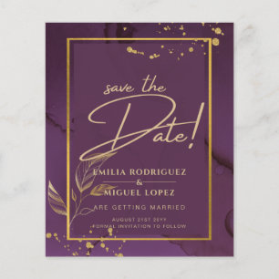 Prospectus 11,4 Cm X 14,2 Cm PROFONDE VIE OR FEUILLES Mariage Invitation
