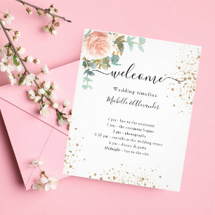 Prospectus 11,4 Cm X 14,2 Cm Programme de chronologie mariage rose or budget fl