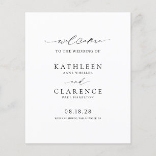 Prospectus 11,4 Cm X 14,2 Cm Programme de mariage classique noir et blanc à pet