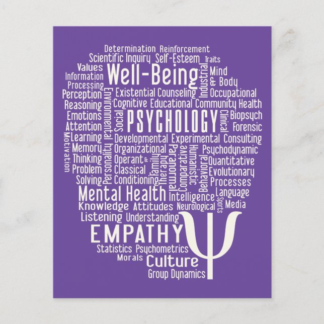 Prospectus 11,4 Cm X 14,2 Cm PSYCHOLOGIE Word Cloud flyers couleur personnalisé (Devant)