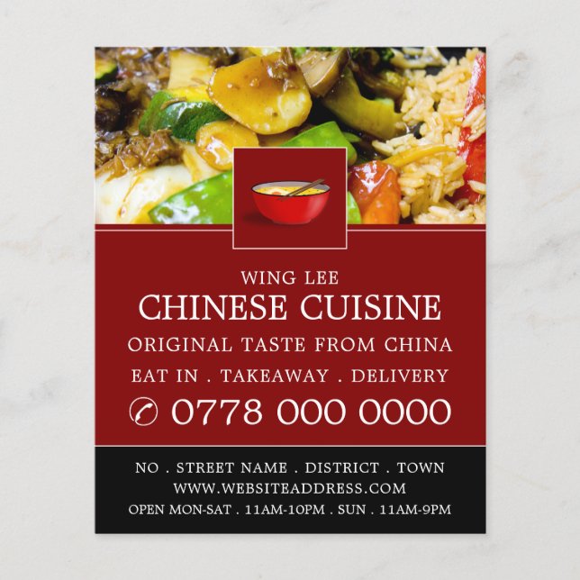 Prospectus 11,4 Cm X 14,2 Cm Publicité de restaurant chinois (Devant)
