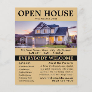Prospectus 11,4 Cm X 14,2 Cm Publicité Open House Realtor élégant