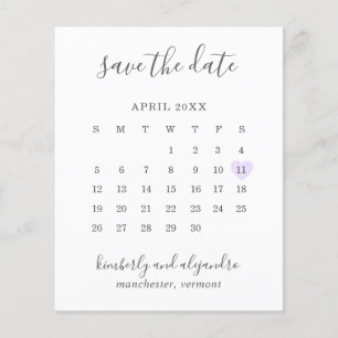 Prospectus 11,4 Cm X 14,2 Cm Purple Heart Calender Budget Mariage Enregistrer l