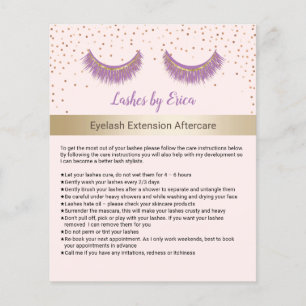 Prospectus 11,4 Cm X 14,2 Cm Purple Lashes Salon Eyelash Instruction de suivi