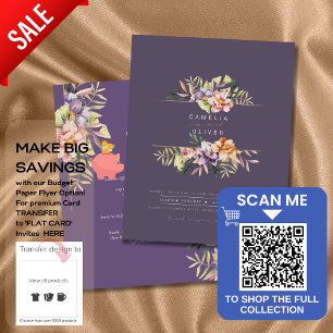 Prospectus 11,4 Cm X 14,2 Cm Purple Peach Summer Floral Wedding Inviter QR Code