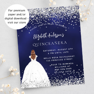 Prospectus 11,4 Cm X 14,2 Cm Quinceanera bleu marine robe budget invitation