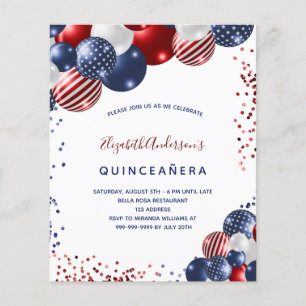 Prospectus 11,4 Cm X 14,2 Cm Quinceanera invitation du parti du budget patrioti