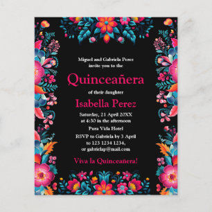 Prospectus 11,4 Cm X 14,2 Cm Quinceanera noire mexicaine Fiesta Anniversaire