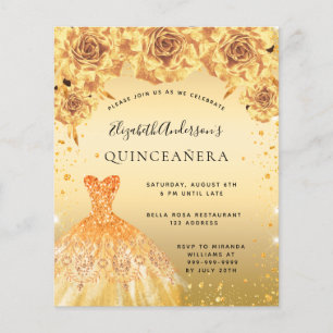 Prospectus 11,4 Cm X 14,2 Cm Quinceanera or robe robe florale invitation budget