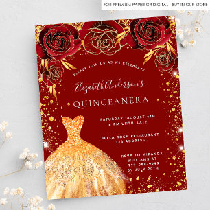 Prospectus 11,4 Cm X 14,2 Cm Quinceanera or rouge parties scintillant robe budg
