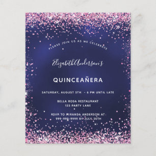Prospectus 11,4 Cm X 14,2 Cm Quinceanera parti marine bleu rose budget invitati