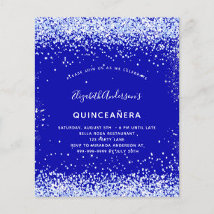 Prospectus 11,4 Cm X 14,2 Cm Quinceanera royal bleu blanc budget invitation