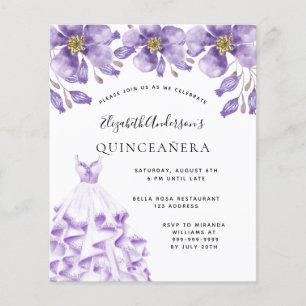 Prospectus 11,4 Cm X 14,2 Cm Quinceanera violet robe blanche budget floral