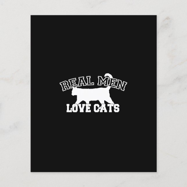 Prospectus 11,4 Cm X 14,2 Cm Real Men Love Cats Design graphique sur Décor Noir (Devant)
