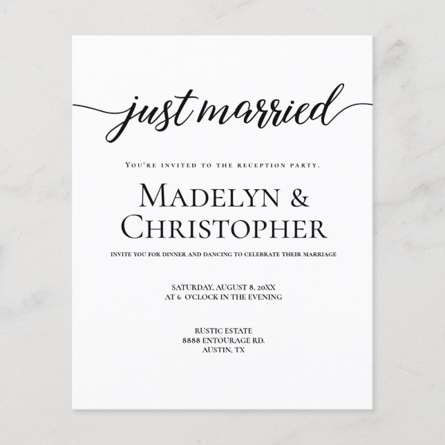 Prospectus 11,4 Cm X 14,2 Cm Réception Budget Seulement Photo Mariage Juste mar (Devant)