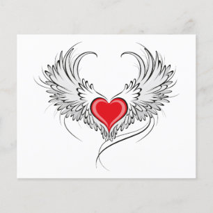 Prospectus 11,4 Cm X 14,2 Cm Red Angel Coeur avec ailes