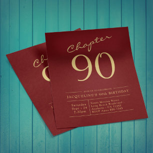 Prospectus 11,4 Cm X 14,2 Cm Red Gold Budget 90e anniversaire Invitation