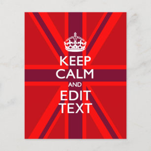 Prospectus 11,4 Cm X 14,2 Cm Red Keep Calm And Your Text on Union Jack Flag