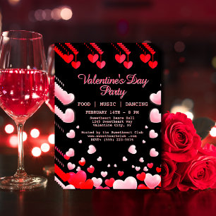 Prospectus 11,4 Cm X 14,2 Cm Red Pink Hearts Saint Valentin's Party Nourriture