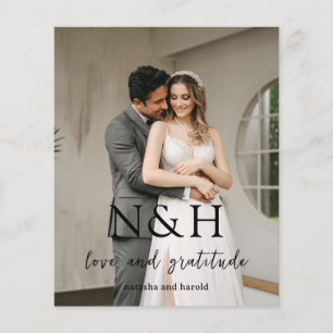 Prospectus 11,4 Cm X 14,2 Cm Remerciement de mariage budget photo monogramme gr