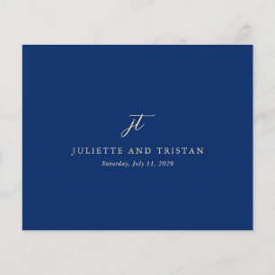 Prospectus 11,4 Cm X 14,2 Cm Remerciement de mariage élégant bleu marine et crè