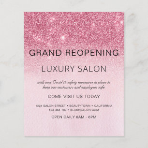 Prospectus 11,4 Cm X 14,2 Cm Réouverture officielle Salon Blush Pink Glitter