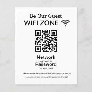 Prospectus 11,4 Cm X 14,2 Cm Réseau Wifi   QR Code Internet Scan pour se connec