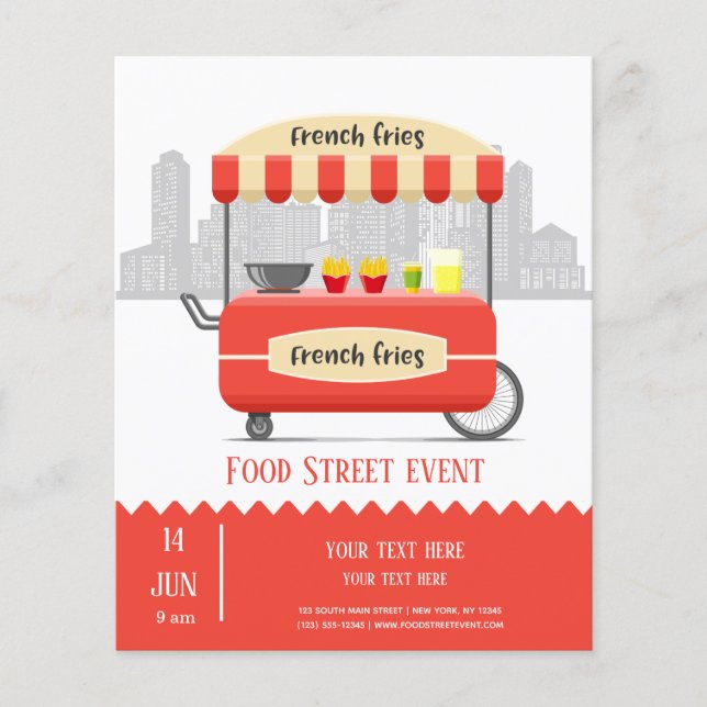 Prospectus 11,4 Cm X 14,2 Cm Restauration rue frites snack (Devant)