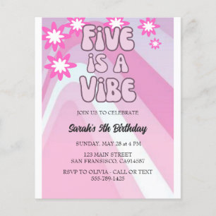 Prospectus 11,4 Cm X 14,2 Cm Retro Five est un Anniversaire Vibe Rainbow Pink