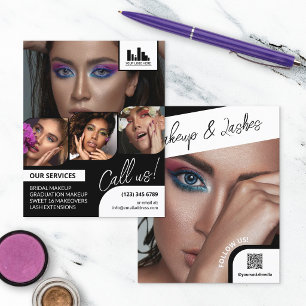 Prospectus 11,4 Cm X 14,2 Cm Retro Photo Collage Logo QR Maquillage Promotionne
