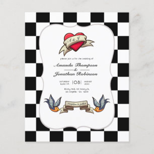 Prospectus 11,4 Cm X 14,2 Cm Rockabilly Faire-part de mariage