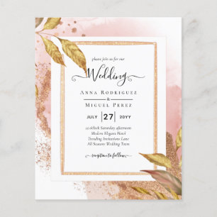 Prospectus 11,4 Cm X 14,2 Cm ROSE BUDGET Gold Feuilles de mariage Inviter QR Co