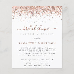 Prospectus 11,4 Cm X 14,2 Cm Rose de valeur Parties scintillant d'or Invitation