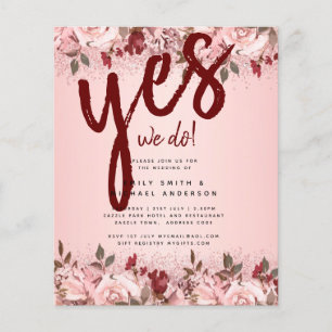 Prospectus 11,4 Cm X 14,2 Cm Rose Gold Burgundy Pink Floral Wedding