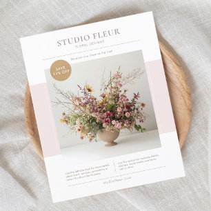 Prospectus 11,4 Cm X 14,2 Cm Rose   Photo moderne Floral Business Marketing