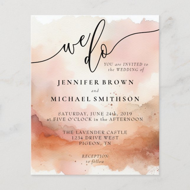 Prospectus 11,4 Cm X 14,2 Cm RoseGold Earthtone Mariage d'aquarelle (Devant)