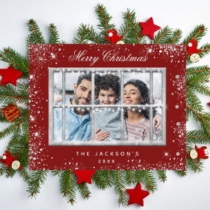 Prospectus 11,4 Cm X 14,2 Cm Rouge de Noël argenté photo fenêtre budget