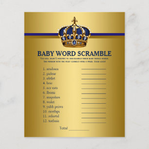 Prospectus 11,4 Cm X 14,2 Cm Royal Blue Gold Prince Baby Shower Games