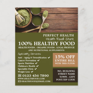 Prospectus 11,4 Cm X 14,2 Cm Rustic Health Food Store Advertising