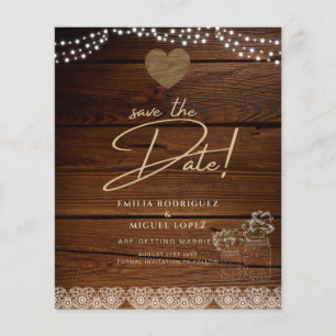 Prospectus 11,4 Cm X 14,2 Cm Rustic Mason Jars Lumières Dentelle Gypsophilie MA