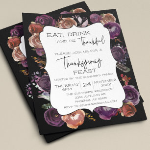 Prospectus 11,4 Cm X 14,2 Cm Rustique Manger Boire Merci Thanksgiving FlorRose
