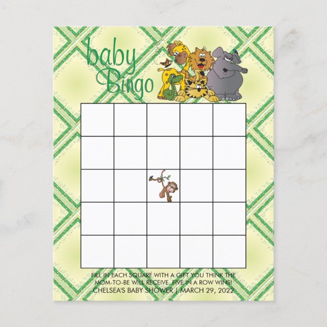 Prospectus 11,4 Cm X 14,2 Cm Safari Jungle Baby Animaux - Jeu de Bingo (Devant)
