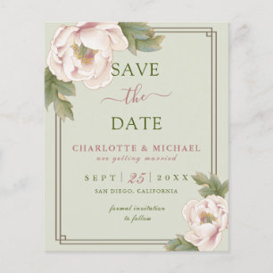 Prospectus 11,4 Cm X 14,2 Cm Sage BUDGET et mariage floral floue Enregistrer la