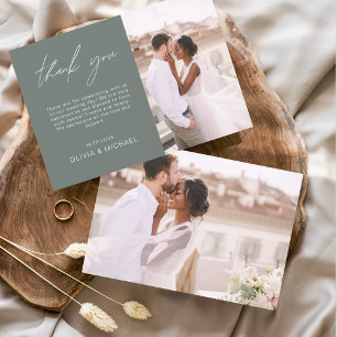Prospectus 11,4 Cm X 14,2 Cm Sage Green Mariage Minimaliste Merci Cartes