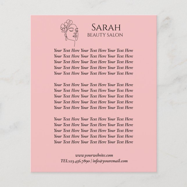 Prospectus 11,4 Cm X 14,2 Cm Salon de beauté (Devant)