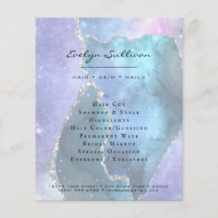 Prospectus 11,4 Cm X 14,2 Cm salon de beauté bleu faux pearlescent