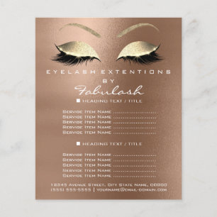 Prospectus 11,4 Cm X 14,2 Cm Salon de Beauté Maquillage Pailleur Doré Flyer Caf