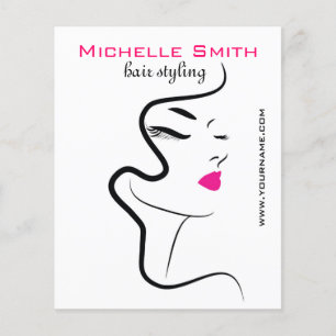 Prospectus 11,4 Cm X 14,2 Cm Salon de Beauté Moderne Minimaliste Cheveux Noir R