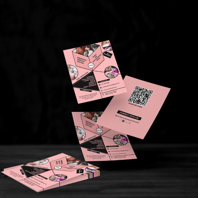 Prospectus 11,4 Cm X 14,2 Cm Salon professionnel Moderne Rose Pâle Ajouter des  (Créateur téléchargé)