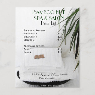 Prospectus 11,4 Cm X 14,2 Cm Salon spa liste des prix de massage flyer A5